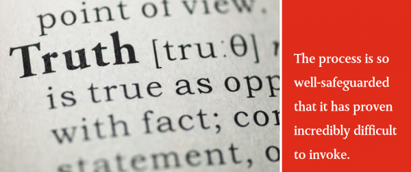 The process is so well-safeguarded that it has proven incredibly difficult to invoke. The process is so well-safeguarded that it has proven incredibly difficult to invoke.